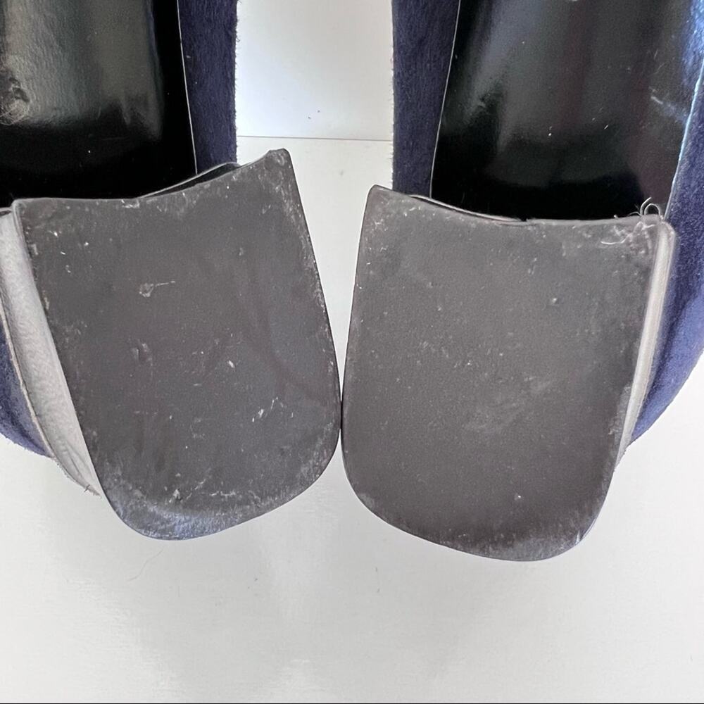 Bruno Magli Classic Suede Block Leather‎ Chunky Navy Heels Pumps - Picture 12 of 12